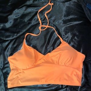 SHEIN Swim Orange Solid Halter Bikini Top
